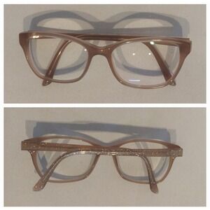 Badgley Mischka Womens Sand Tashie Glitter Cat Eye Eyeglass Frames  52-16-135